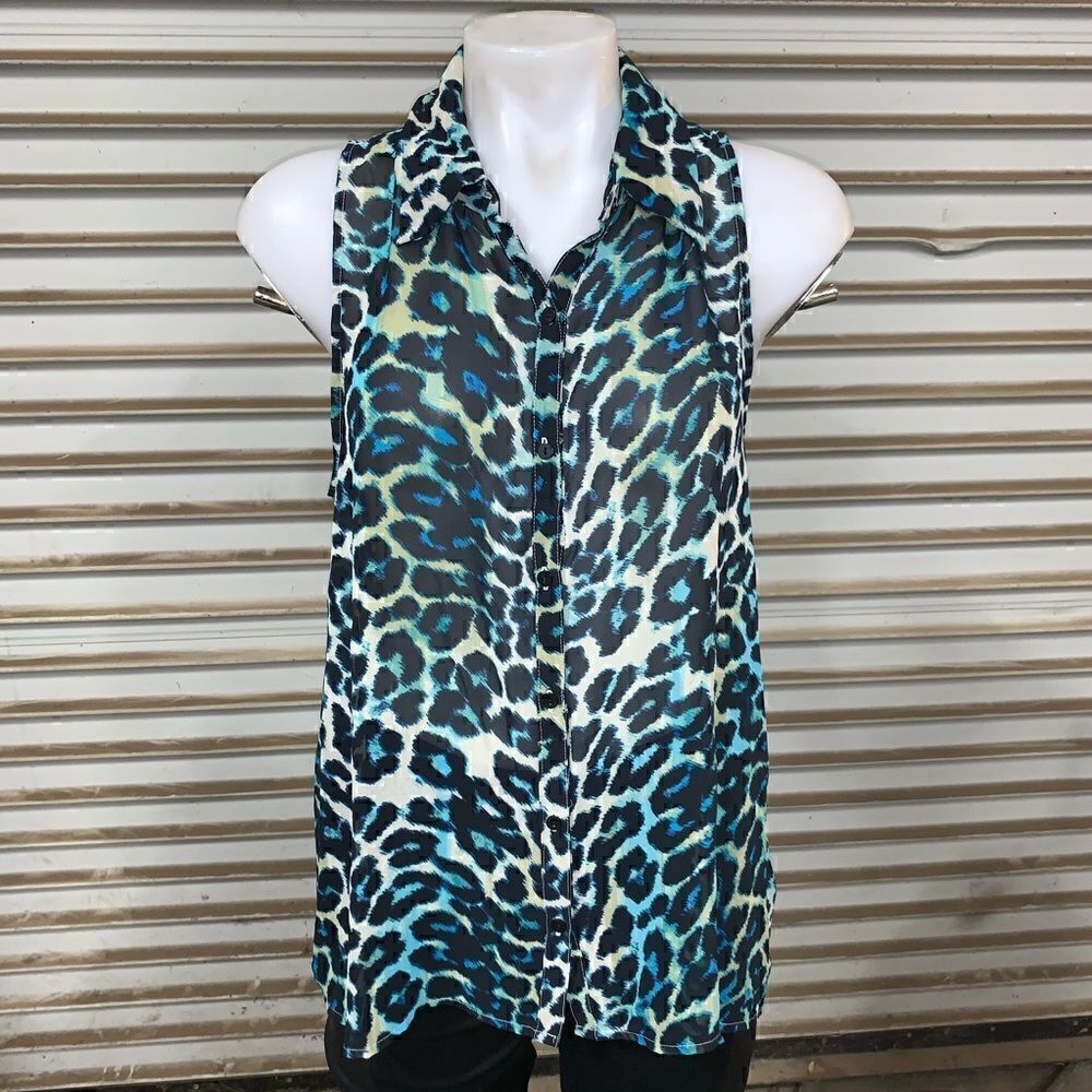 Decree sheer animal print sleeveless top